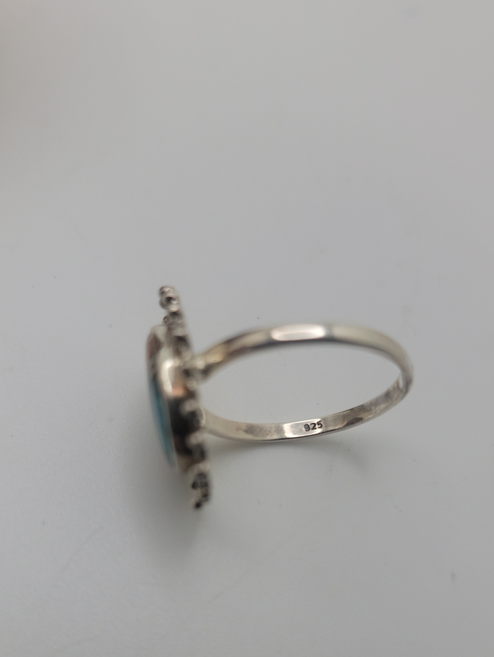 Size 9.5 Oyster Turquoise 925 Sterling Ring - Picture 5 of 7
